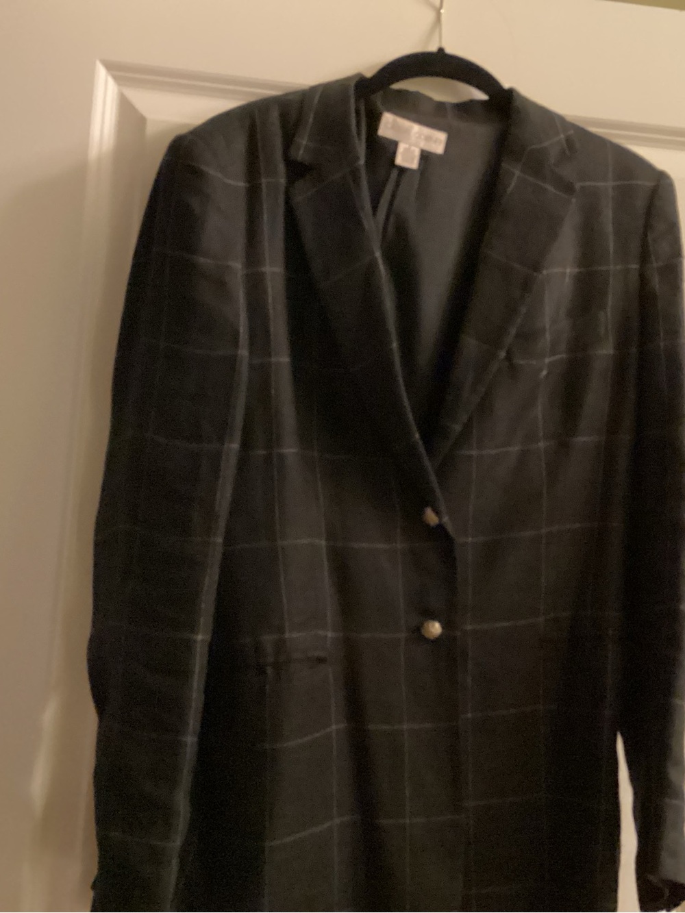 Windowpane Plaid Women's Blazer - Black
